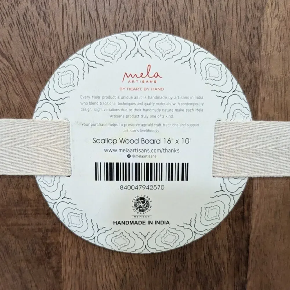 Mela Artisans Scalloped Cutting Board FabFitFun Decorative Display Kitchen Gift